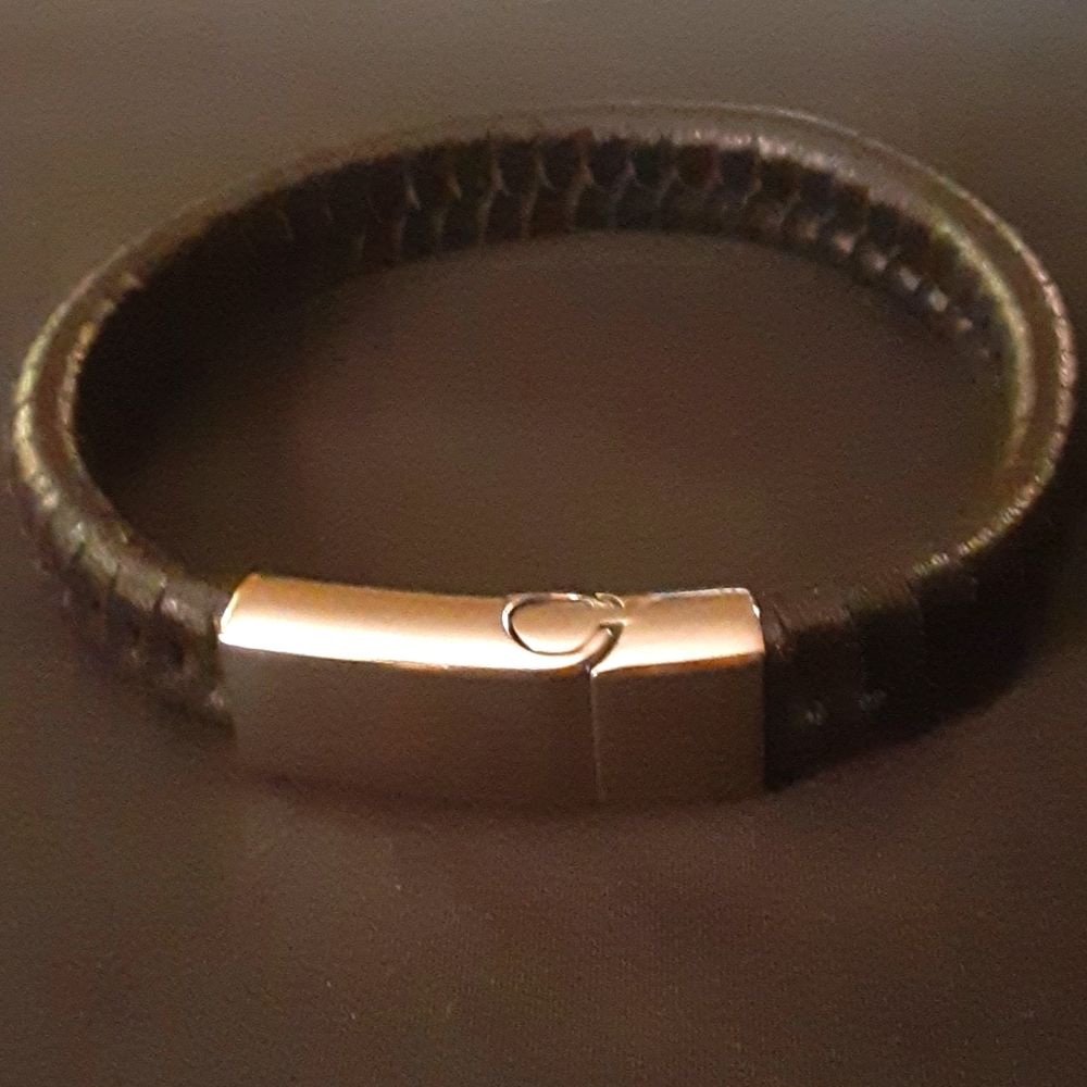 Black braided leather bracelet